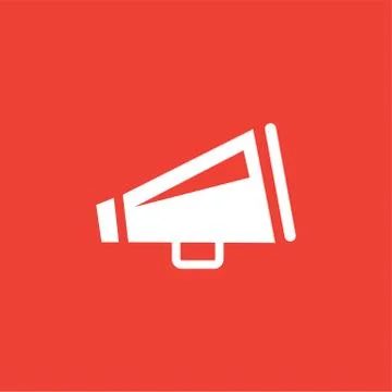 Megaphone Icon On Red Background. Red Flat Style Vector Illustration Stock Illustration