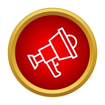 Megaphone icon on red golden circle button Stock Illustration