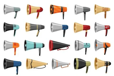 Megaphone icon set. Amplify your message with this bold and attention-grabbing Stock Illustration