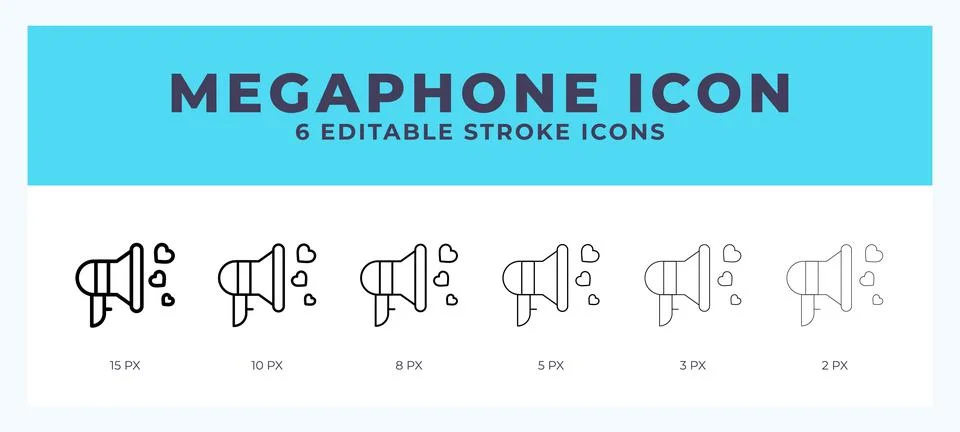 Megaphone icon set with different stroke. Design elements for logo. Vector .. Stockillustratie