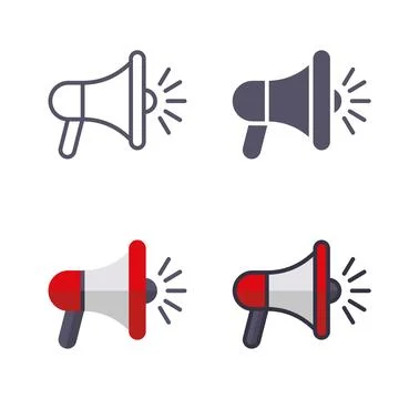 Megaphone icon set on various style Stock Illustration