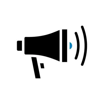 Megaphone icon solid blue black business symbol illustration. Stock Illustration