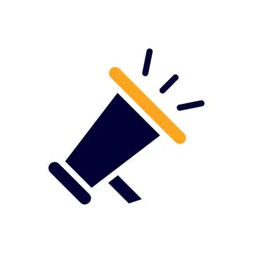 Megaphone icon solid orange black business symbol illustration. Stock Illustration