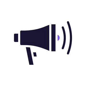Megaphone icon solid purple black business symbol illustration. Stock Illustration