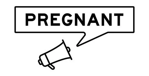 Megaphone icon with speech bubble banner in word pregnant on white background Stock Illustration
