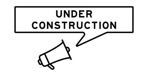 Megaphone icon with speech bubble in word under construction on white backgro Stock Illustration