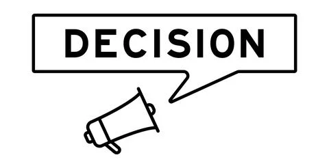 Megaphone icon with speech bubble in word decision on white background Stock Illustration