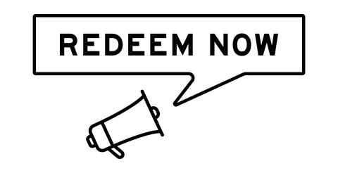 Megaphone icon with speech bubble in word redeem now on white background 스톡 일러스트
