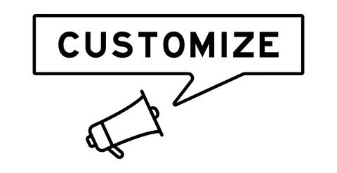 Megaphone icon with speech bubble in word customize on white background Stock Illustration