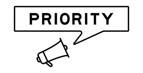 Megaphone icon with speech bubble in word priority on white background 스톡 일러스트