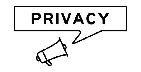Megaphone icon with speech bubble in word privacy on white background Stock Illustration