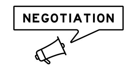 Megaphone icon with speech bubble in word negotiation on white background Stockillustratie