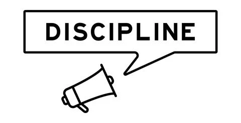Megaphone icon with speech bubble in word discipline on white background Illustrazione stock