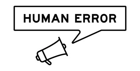 Megaphone icon with speech bubble in word human error on white background 스톡 일러스트