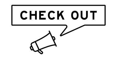 Megaphone icon with speech bubble in word check out on white background Illustrazione stock