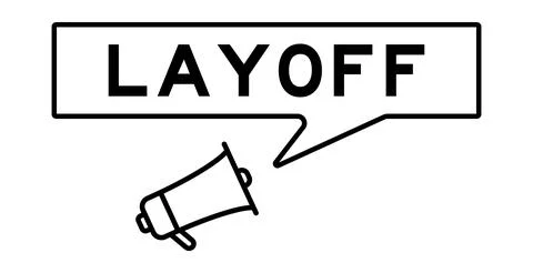 Megaphone icon with speech bubble in word layoff on white background Stock Illustration