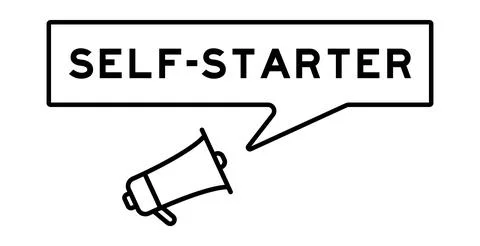 Megaphone icon with speech bubble in word self-starter on white background Stock Illustration