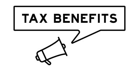 Megaphone icon with speech bubble in word tax benefits on white background Stock Illustration
