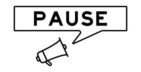 Megaphone icon with speech bubble in word pause on white background Illustrazione stock