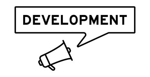 Megaphone icon with speech bubble in word development on white background Stock Illustration