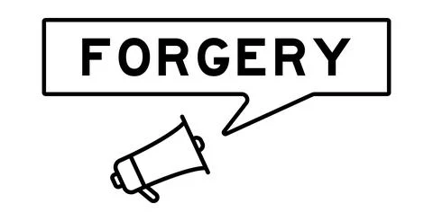 Megaphone icon with speech bubble in word forgery on white background Stock Illustration