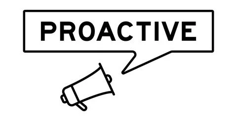 Megaphone icon with speech bubble in word proactive on white background イラスト素材
