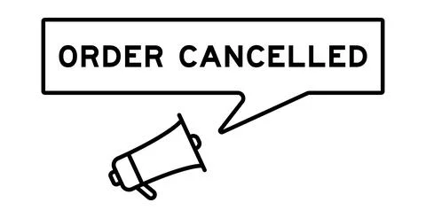 Megaphone icon with speech bubble in word order cancelled on white background Illustrazione stock