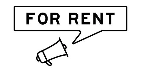 Megaphone icon with speech bubble in word for rent on white background Ilustración de archivo