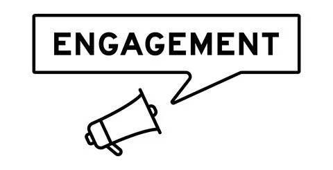 Megaphone icon with speech bubble in word engagement on white background Stock Illustration