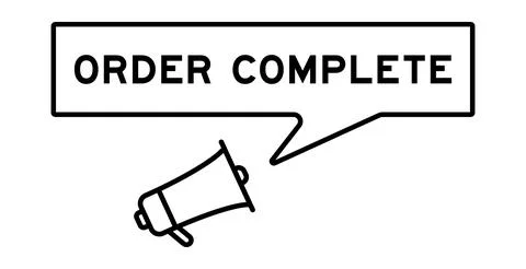 Megaphone icon with speech bubble in word order complete on white background Stock Illustration