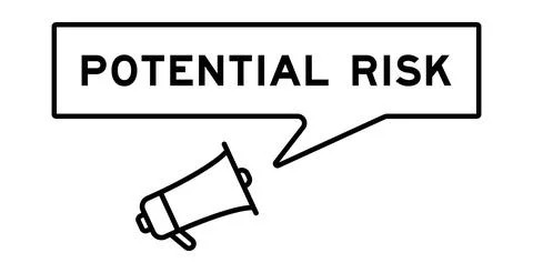 Megaphone icon with speech bubble in word potential risk on white background Stock Illustration