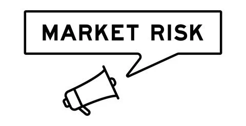 Megaphone icon with speech bubble in word market risk on white background Illustrazione stock