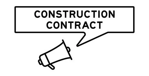Megaphone icon with speech bubble in word construction contract on white ba.. Stock Illustration