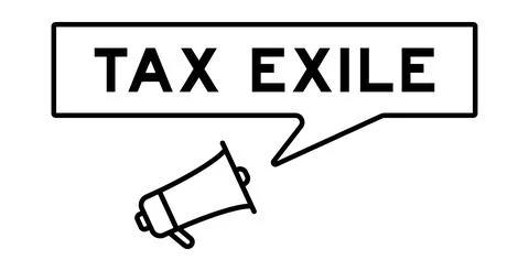 Megaphone icon with speech bubble in word tax exile on white background Stock Illustration