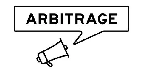 Megaphone icon with speech bubble in word arbitrage on white background Stock Illustration