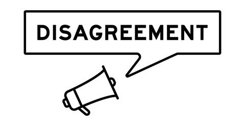 Megaphone icon with speech bubble in word disagreement on white background Stock Illustration