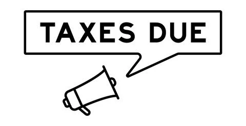 Megaphone icon with speech bubble in word taxes due on white background 스톡 일러스트