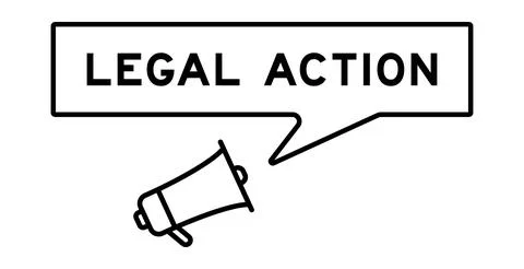 Megaphone icon with speech bubble in word legal action on white background Stock Illustration