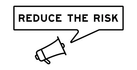 Megaphone icon with speech bubble in word reduce the risk on white background Stock Illustration