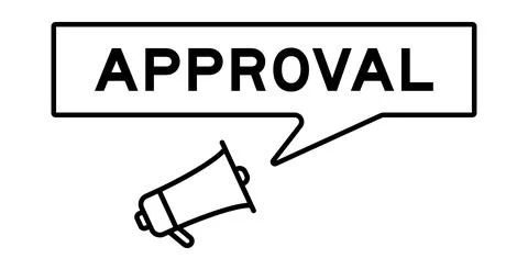 Megaphone icon with speech bubble in word approval on white background Stock Illustration