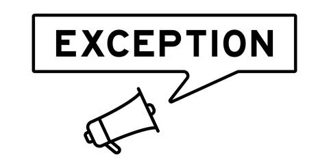 Megaphone icon with speech bubble in word exception on white background Illustrazione stock