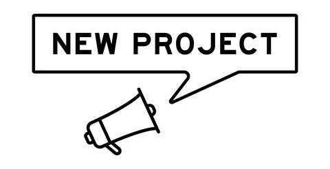 Megaphone icon with speech bubble in word new project on white background Stock Illustration