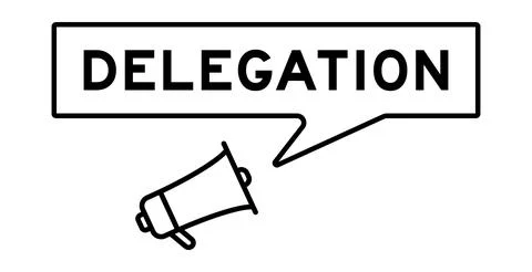 Megaphone icon with speech bubble in word delegation on white background Stock Illustration