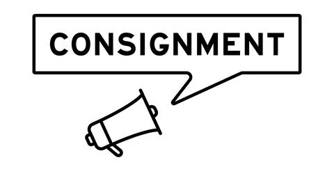 Megaphone icon with speech bubble in word consignment on white background Stock Illustration