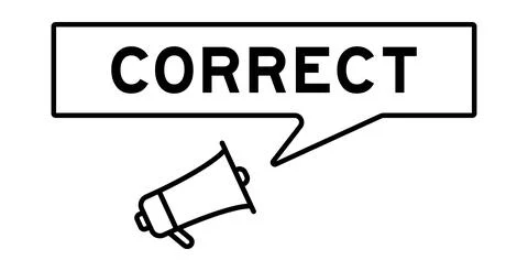 Megaphone icon with speech bubble in word correct on white background Illustrazione stock