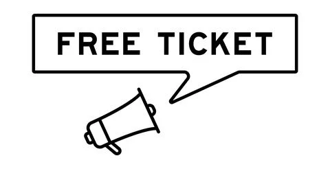 Megaphone icon with speech bubble in word free ticket on white background Illustrazione stock