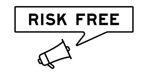 Megaphone icon with speech bubble in word risk free on white background Stock Illustration