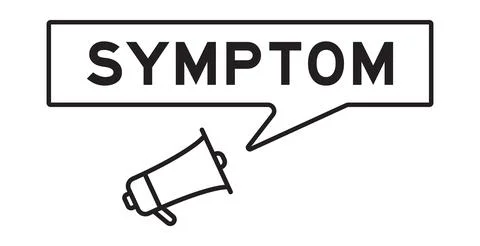 Megaphone icon with speech bubble in word symptom on white background Stock Illustration