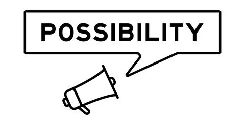 Megaphone icon with speech bubble in word possibility on white background Stock Illustration