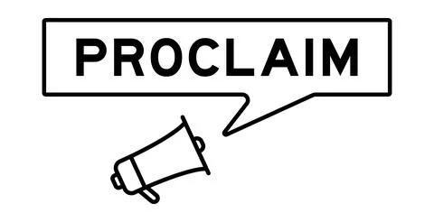 Megaphone icon with speech bubble in word proclaim on white background Stock Illustration